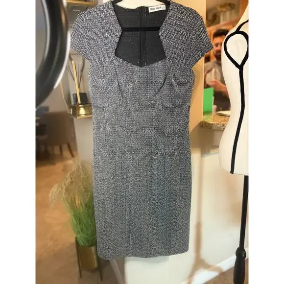 GRACE KARIN Vintage Tweed Defined Waist Hips-Wrapped Dress Gray Large - Picture 3 of 6